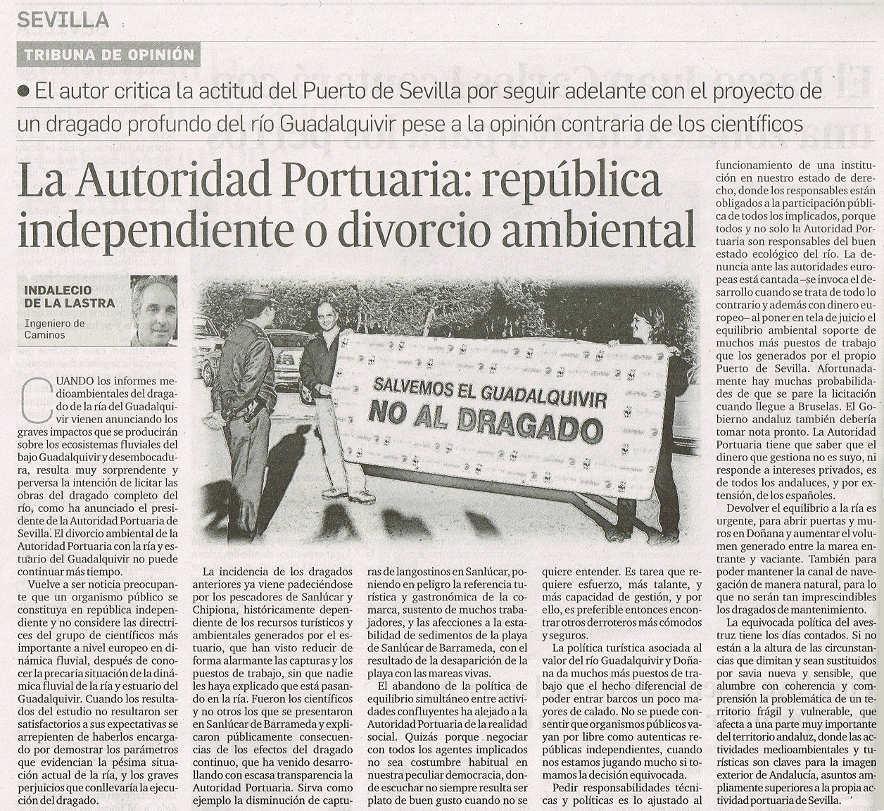 La Autoridad Portuaria: república independiente o divorcio ambiental (Diario de Sevilla)
