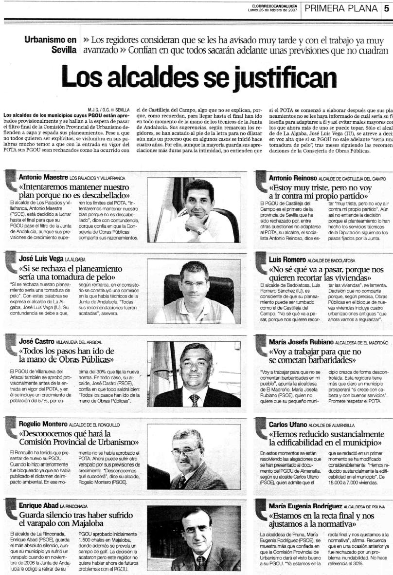 El POTA en El Correo de Andalucía (febrero de 2007)