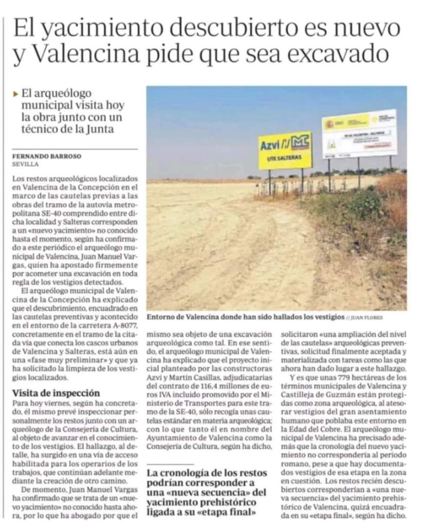 Nuevos restos arqueológicos entre Valencina y Salteras