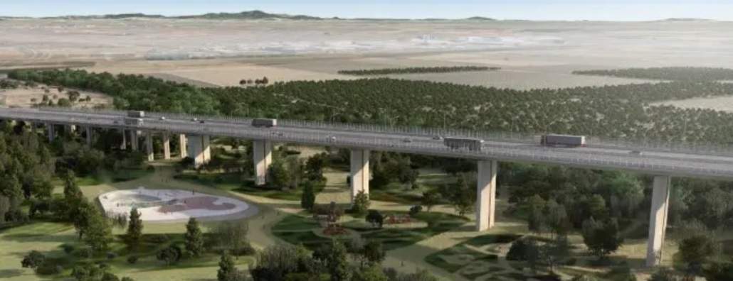 Parque periurbano y corredor ecológico previstos bajo el puente de la SE40
