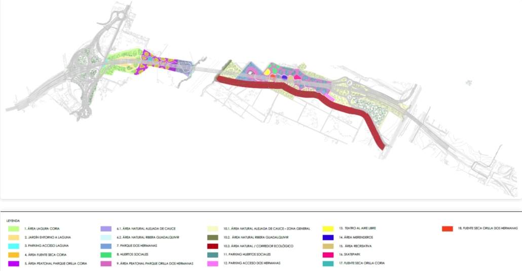 Parque periurbano y corredor ecológico previstos bajo el puente de la SE40